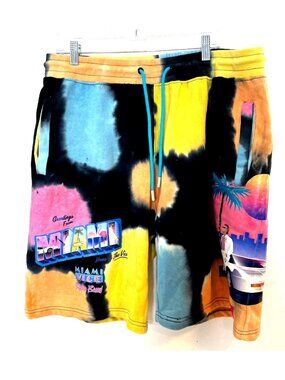 Reason Tie Dye Men's Miami Vice Elastic Waist Pockets Sweat Shorts Size 2X NEW